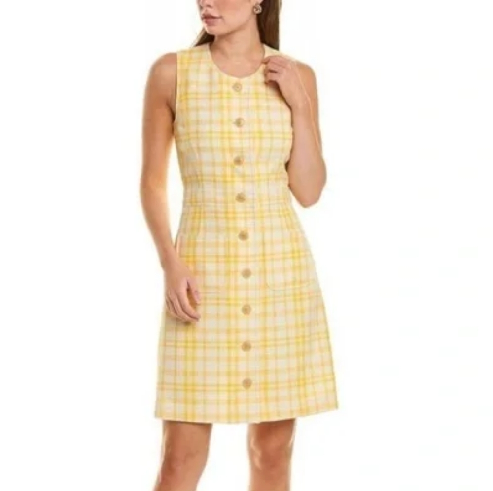 Tory Burch jacquard yellow plaid dress